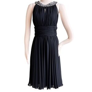 JS Boutique Sequin Beaded Keyhole Halter Black Chiffon Cocktail Dress Si…